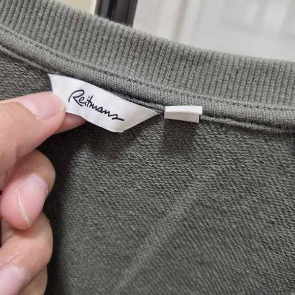 Reitmans Plus Size Green V-Neck Sweater | Cotton Blend Casual Relaxed Fit Cozy - Picture 4 of 8